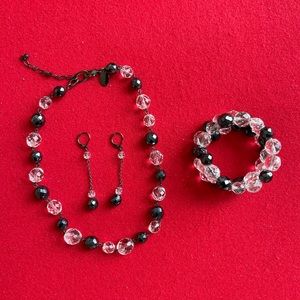 White House Black Market crystal-beaded choker, earrings and wrap bracelet.
